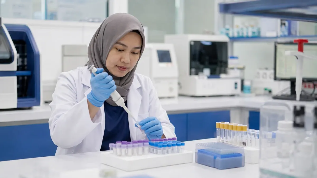 Medical laboratory scientist working with diagnostic samples
