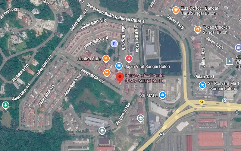 Peta yang menunjukkan Putra Medical Centre di Sungai Buloh