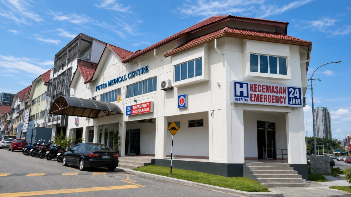 Paramedics providing emergency care at a medical centre entrance